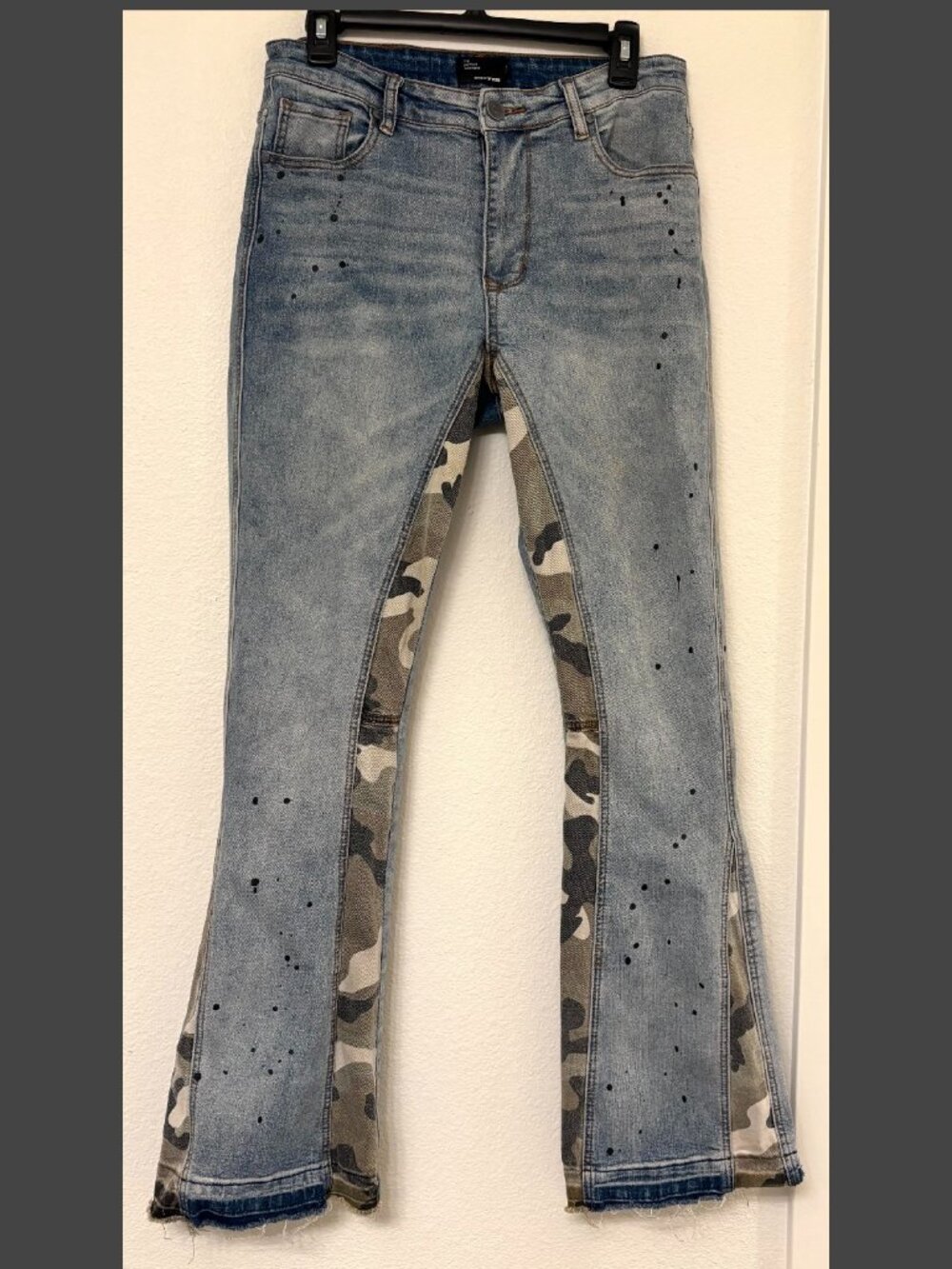 EPTM Camo & Light Blue Flare Denim Jeans
